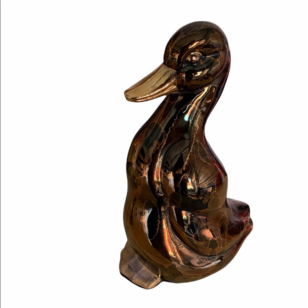 Vintage Metallic Glass Duck Decor mid 1980’s